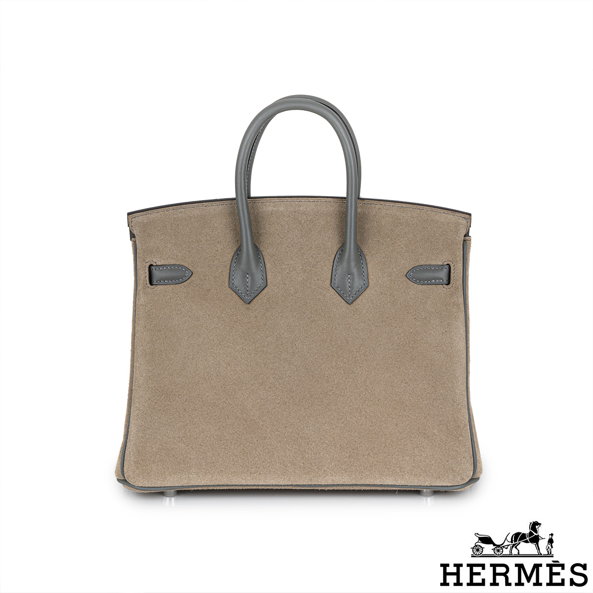 Hermes Birkin Handbag Grey Doblis Suede with Swift with